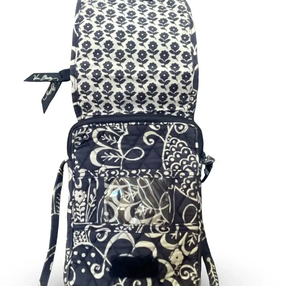 Vera Bradley Mini Hipster Indigo Pop Crossbody Bag Floral Blue White Quilted